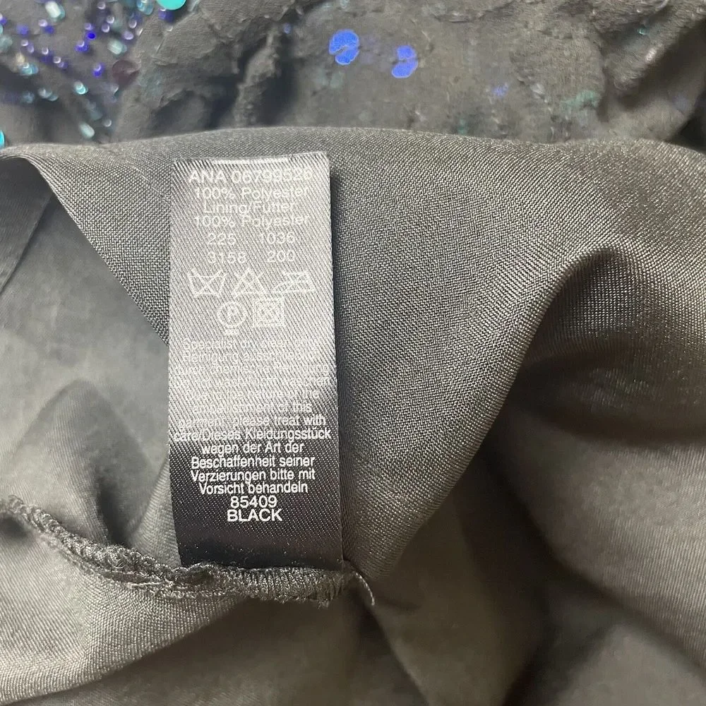Y2K 00s George Size 12 Cowl Sequin Dress Green Black Festive Xmas - Picture 13 of 13